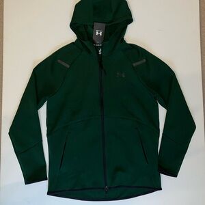 S Under Armour Unstoppable Fleece Full Zip Jacket Mens Green Hood NWT $110